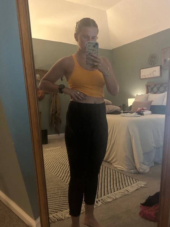 lululemon athletica Pants - lululemon athletica Black Leggings with Mustard Yellow Sports Bra
